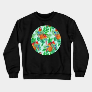 Pineapples and Parrots Tropical Summer Pattern Crewneck Sweatshirt